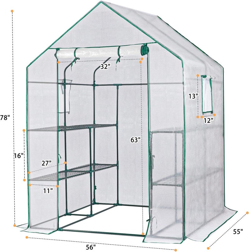 KOKSRY Greenhouses for Outdoors,Portable Walk in Greenhouse for Garden Plants That Need Frost Protection and Away from Pests,Animals(56"x55"x78")-White - Image 5